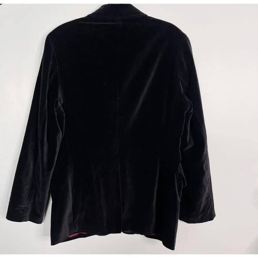 DKNY Mens Medium M Black Velvet Blazer Sport Coat Cotton Two Button Notch Collar